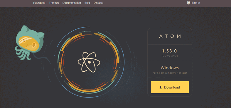 Atom landing page