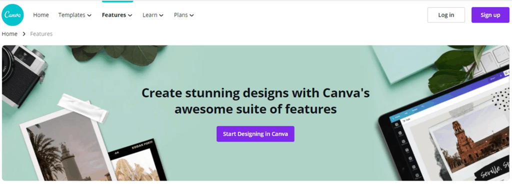 Canva landing page