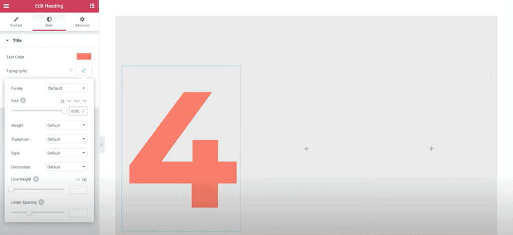 Elementor editor number addition