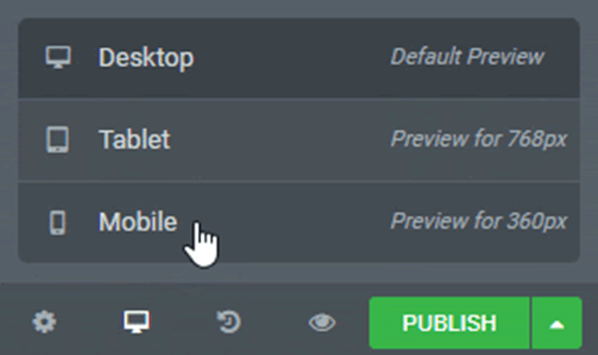 Elementor mobile and tablet editor