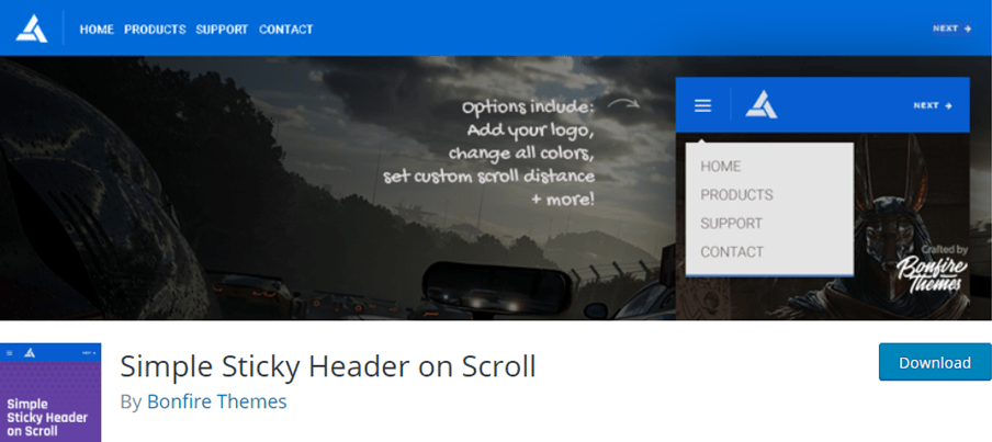Simple Sticky Header on Scroll landing page