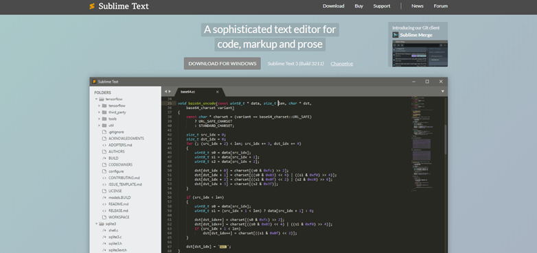 Sublime Text landing page