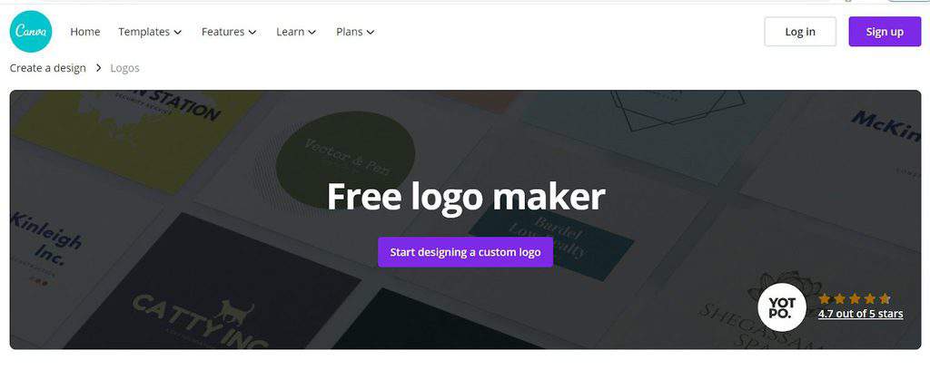 Canva Logo Maker homepage