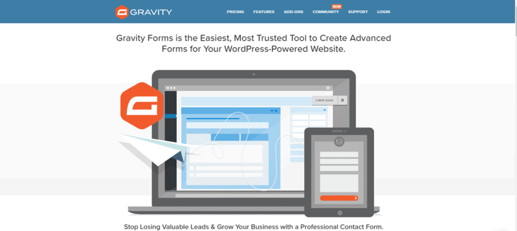 Gravity Forms landing page