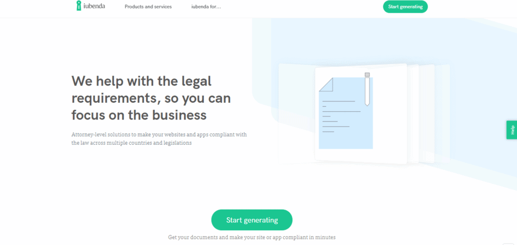 iubenda landing page