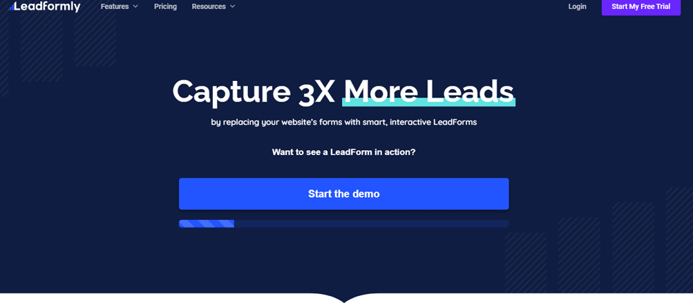 Leadformly landing page