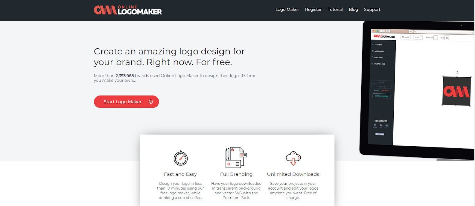 Online Logo Maker homepage