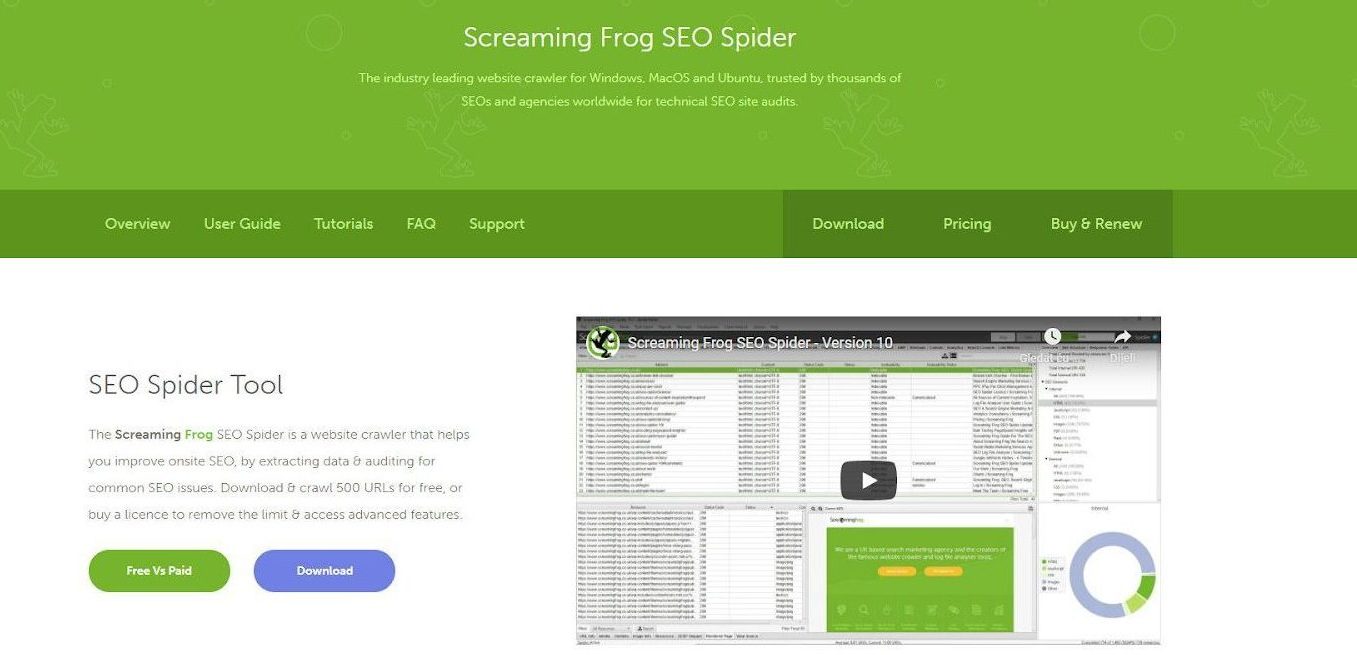 Screaming Frog landing page