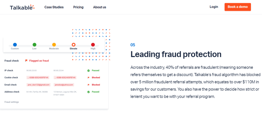 Talkable anti fraud feature