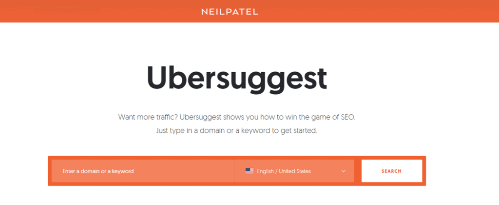 Ubersuggest homepage