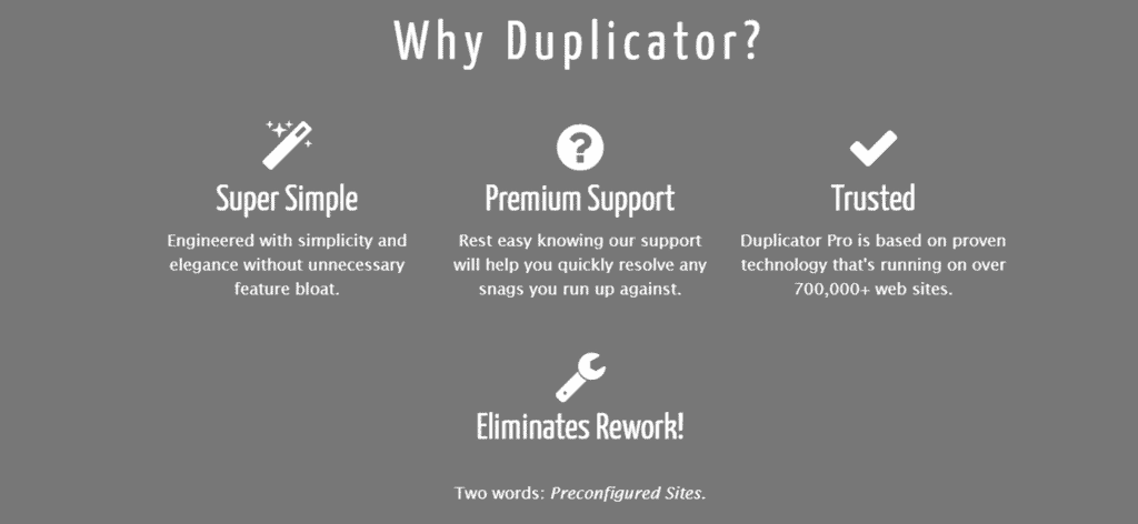 Duplicator pro features