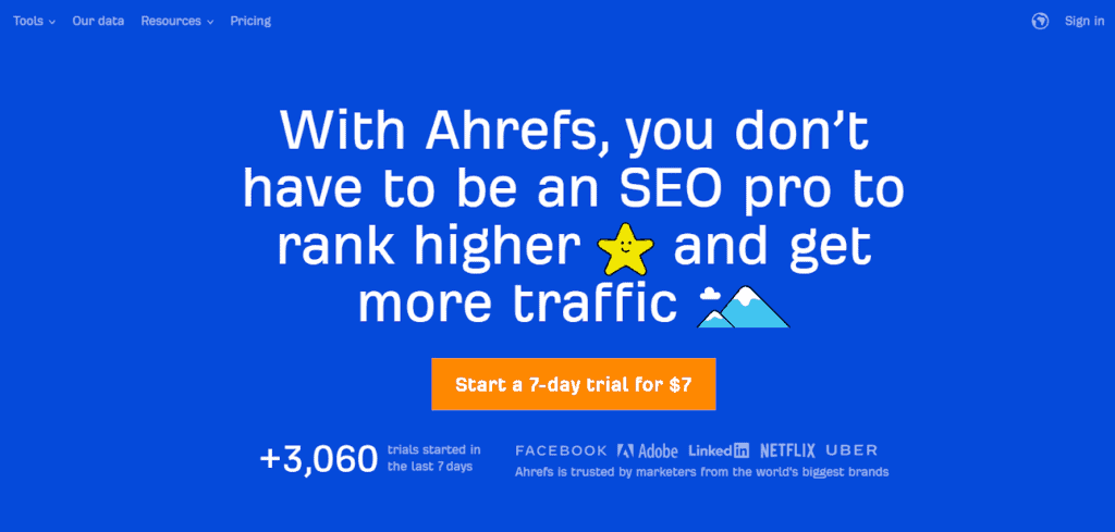 Ahrefs homepage