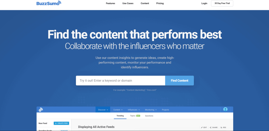 BuzzSumo homepage