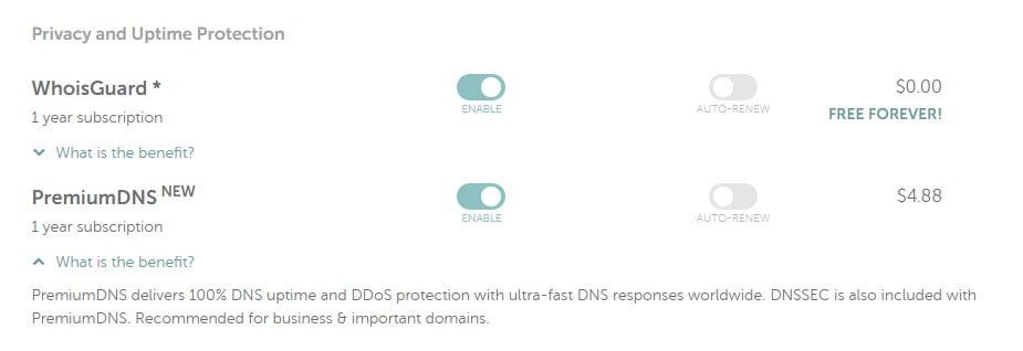 Image of privacy add-on cost