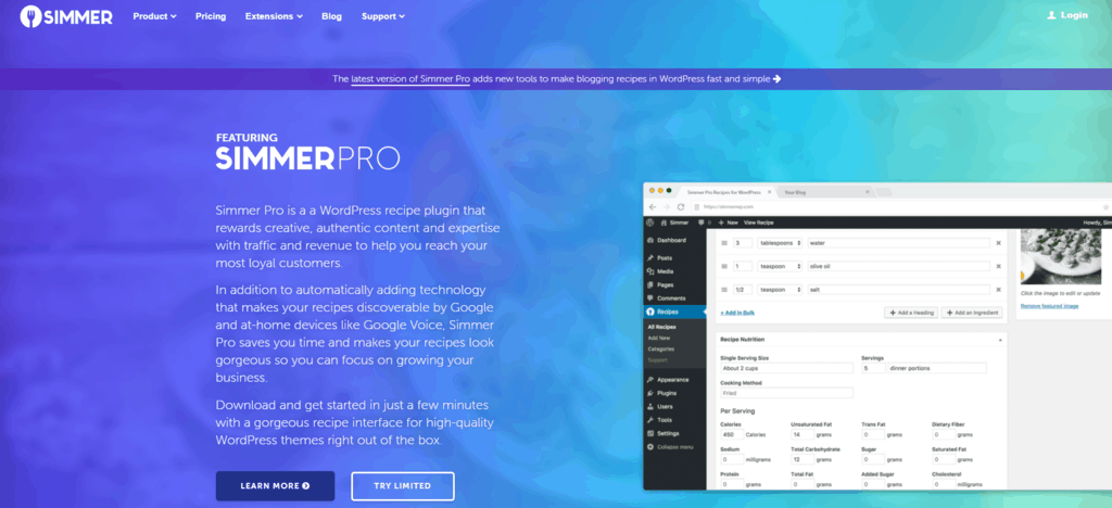Simmer PRO homepage