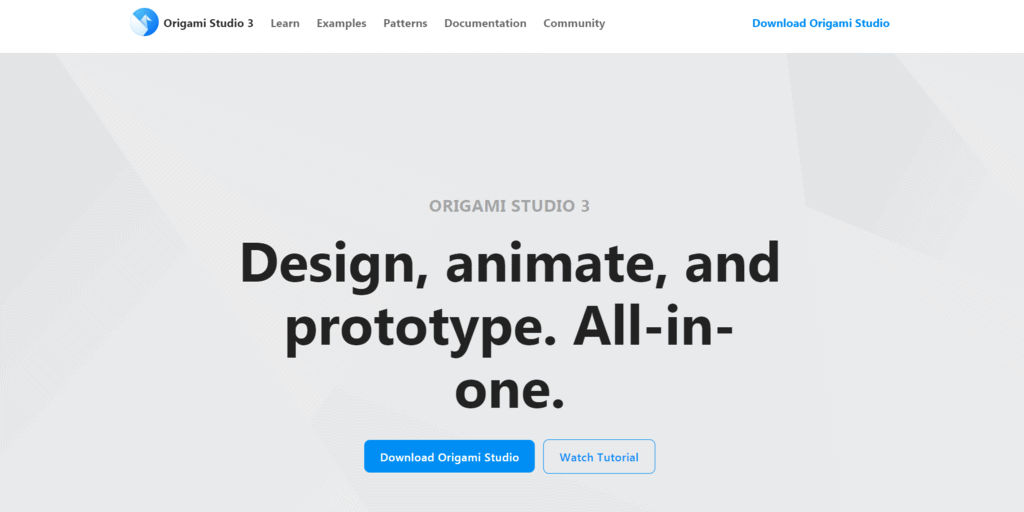 Origami Studio homepage