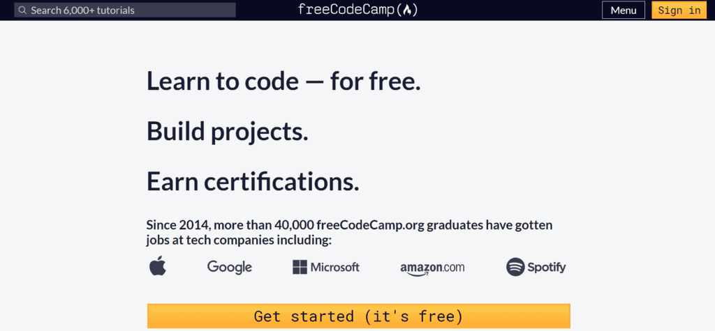 freeCodeCamp website