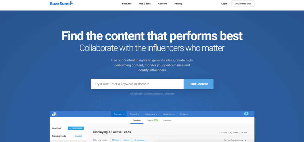 BuzzSumo homepage