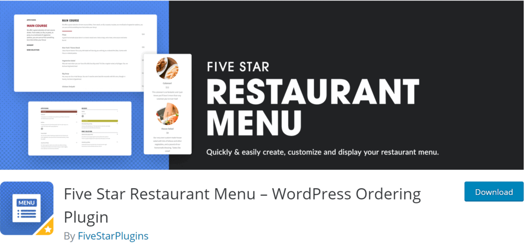 Fve Star Restaurant Menu banner 