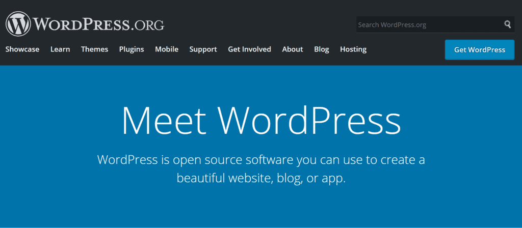 WordPress org homepage