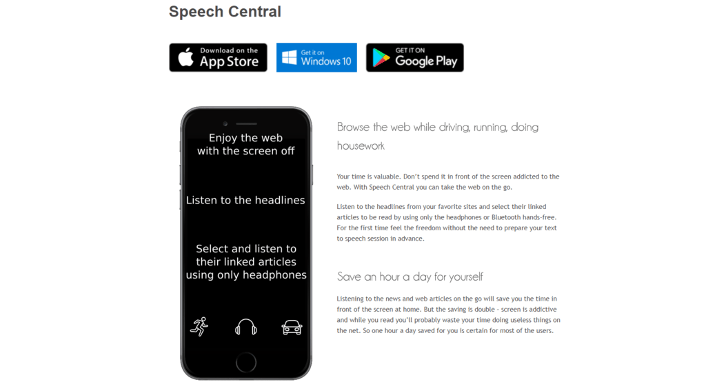 Speech Central homepage