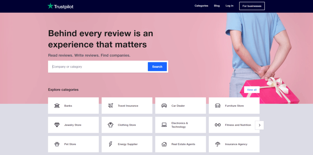 Trustpilot homepage
