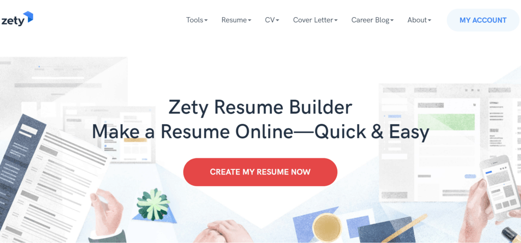 Zety homepage