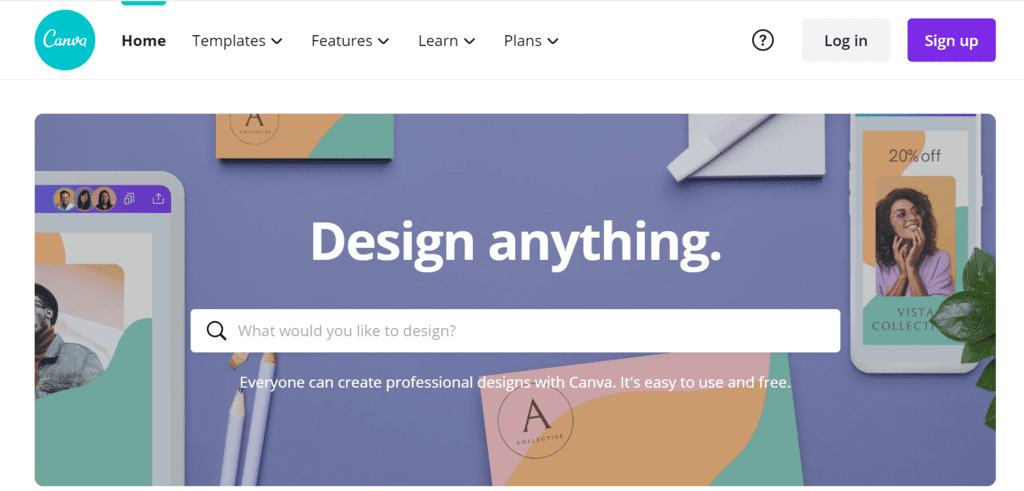 Canva homepage