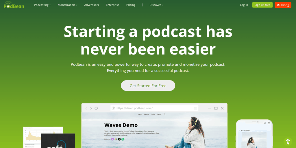 Podbean homepage