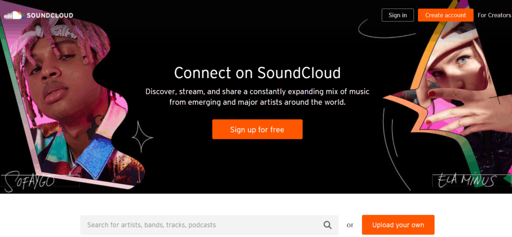 SoundCloud homepage