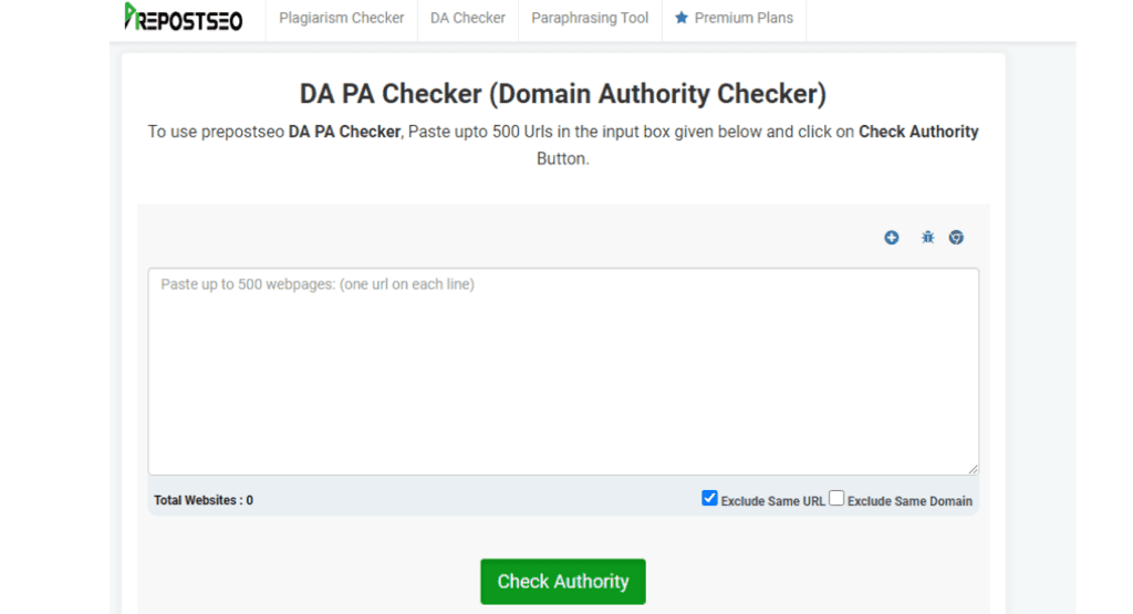 DA PA Checker website