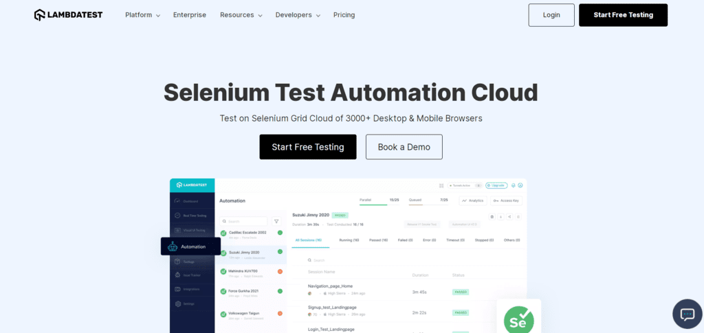 Selenium testing website