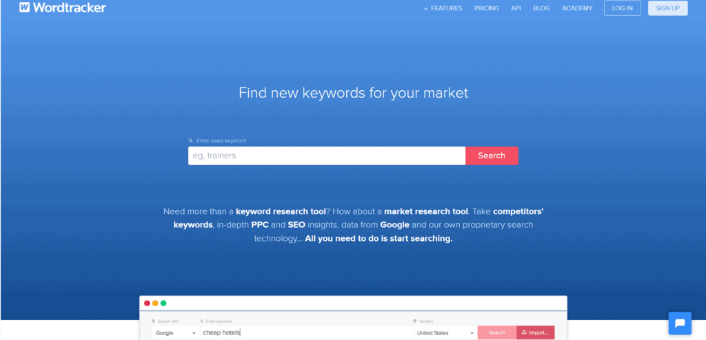 Wordtracker homepage