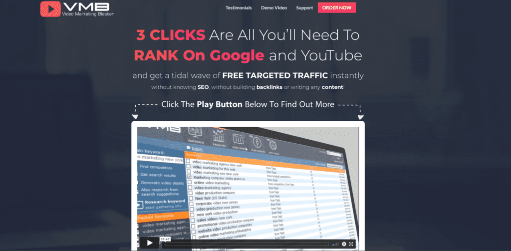 Video Marketing Blaster homepage