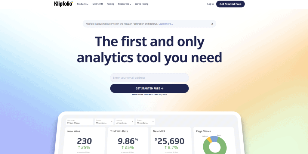 Klipfolio homepage