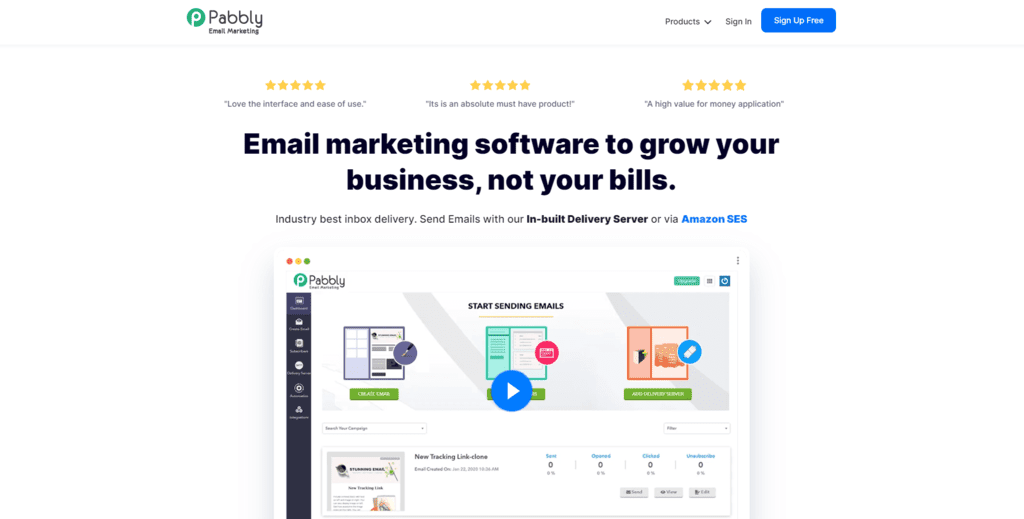 Pabbly Email Marketing website