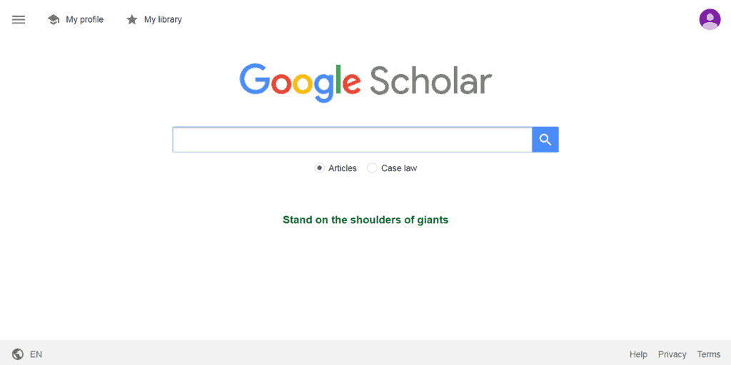 Google Scholar website