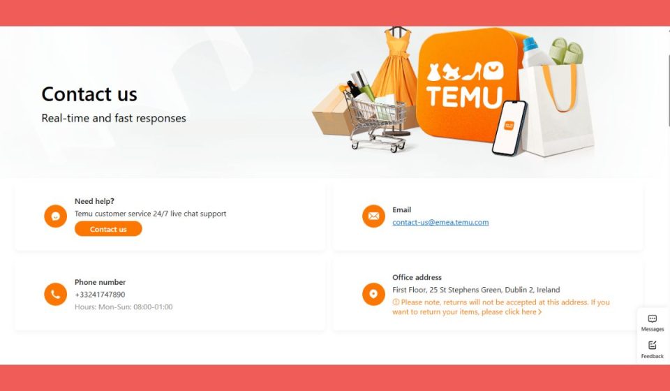How to Contact Temu Through the Temu Website