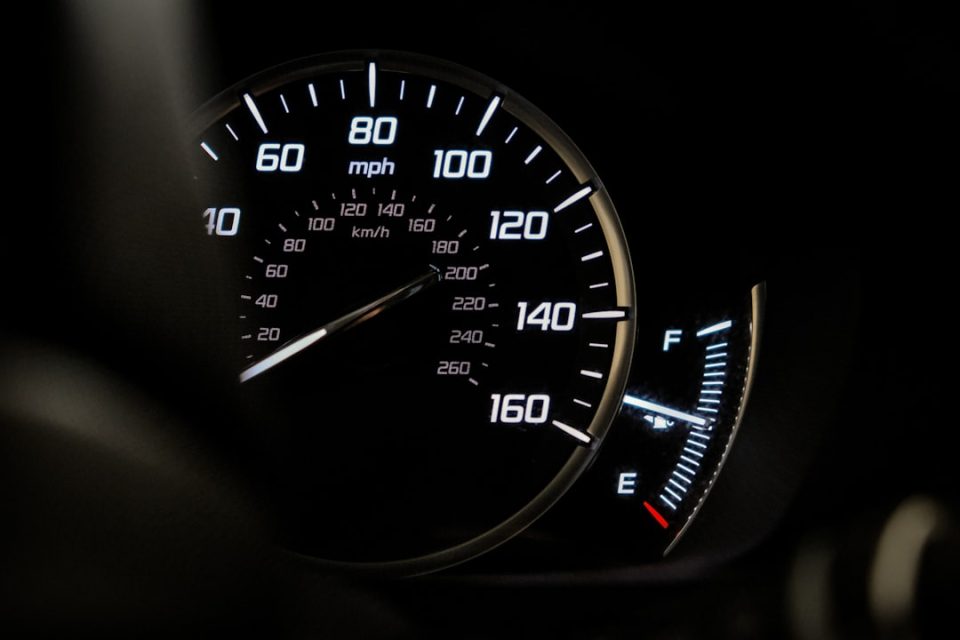 a close up of a speedometer in a car web performance dashboard analytics screen speed metrics