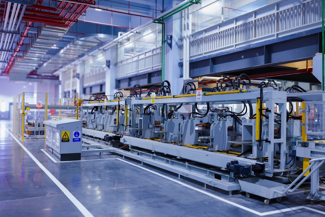 a large machine in a large building pcb assembly line, robotic machines, circuit boards