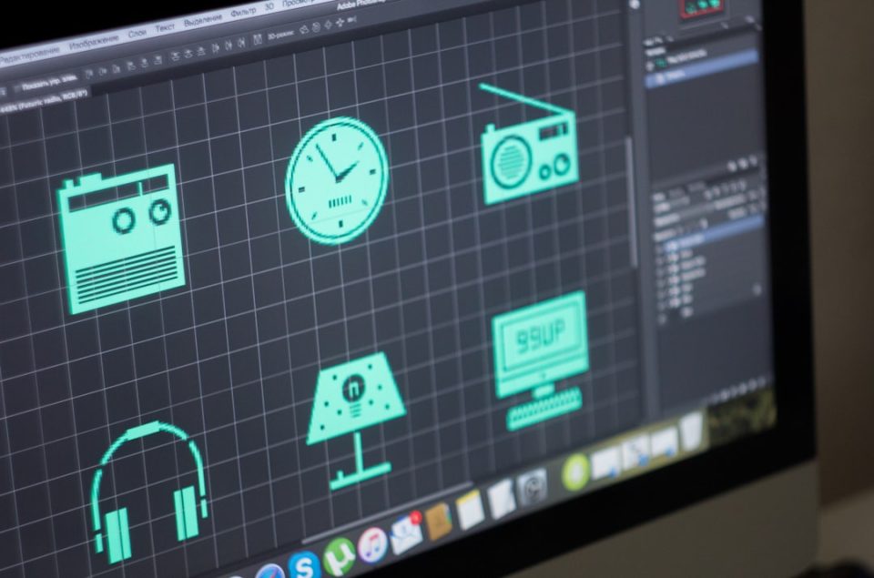 A computer screen with a bunch of icons on it canva logo design editor interface