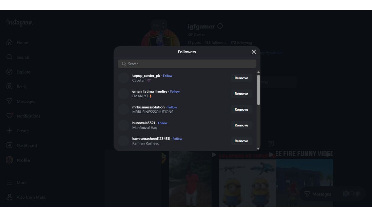 Check Followers and Following Lists Manually