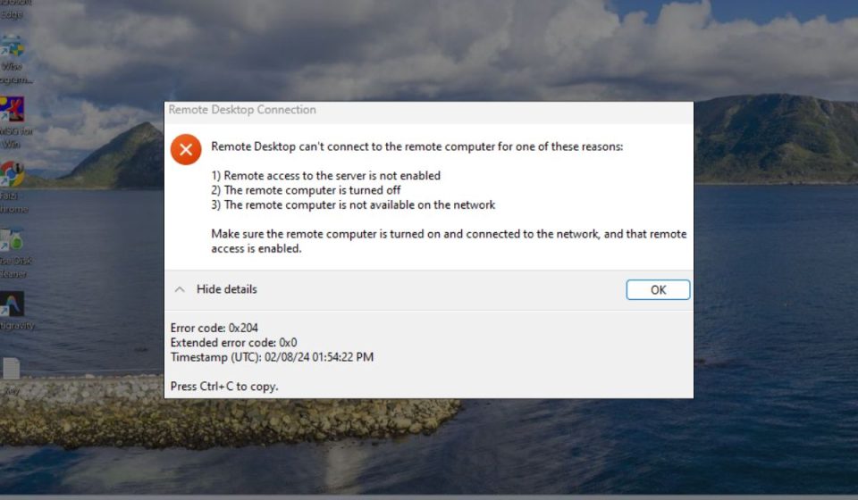 What Is Microsoft Remote Desktop Error 0x204