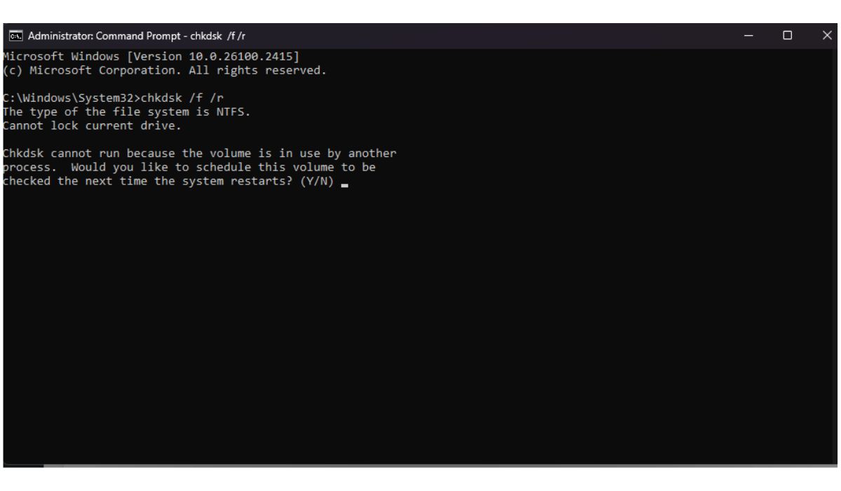 Run Disk Check Using CHKDSK
