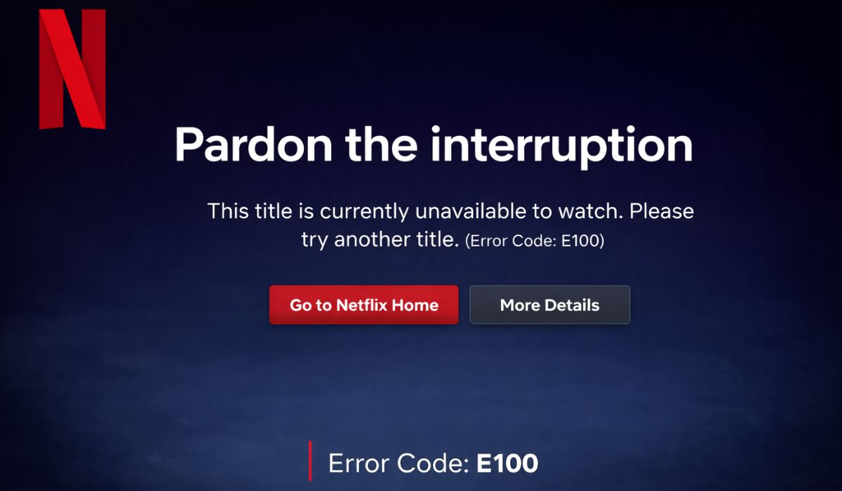What Is Netflix Error Code E100