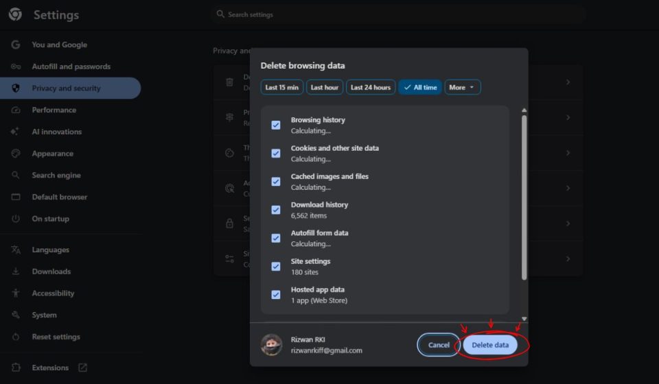 Clear Browser Cache and Cookies