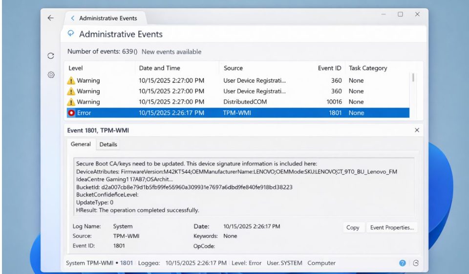 What Is TPM-WMI Event ID 1801