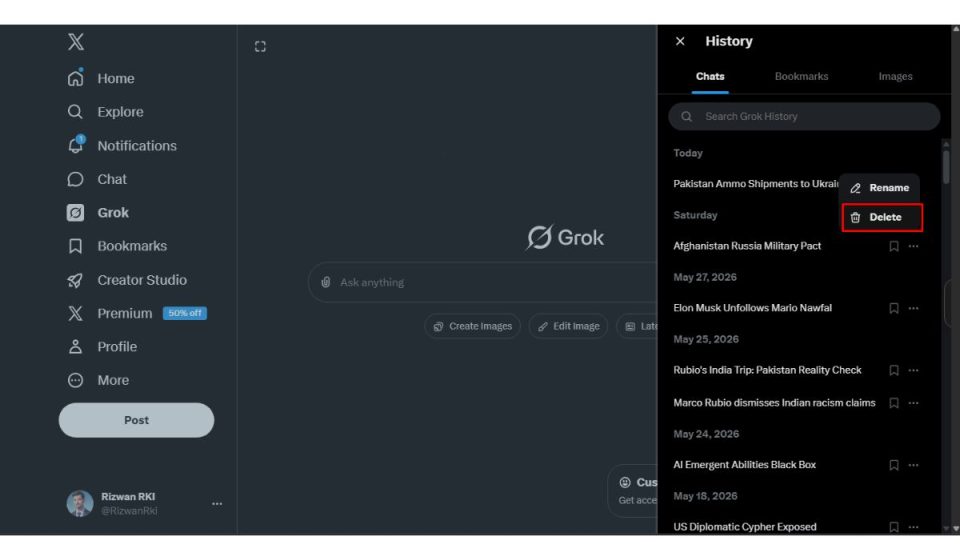 How to Delete One Grok Chat on X